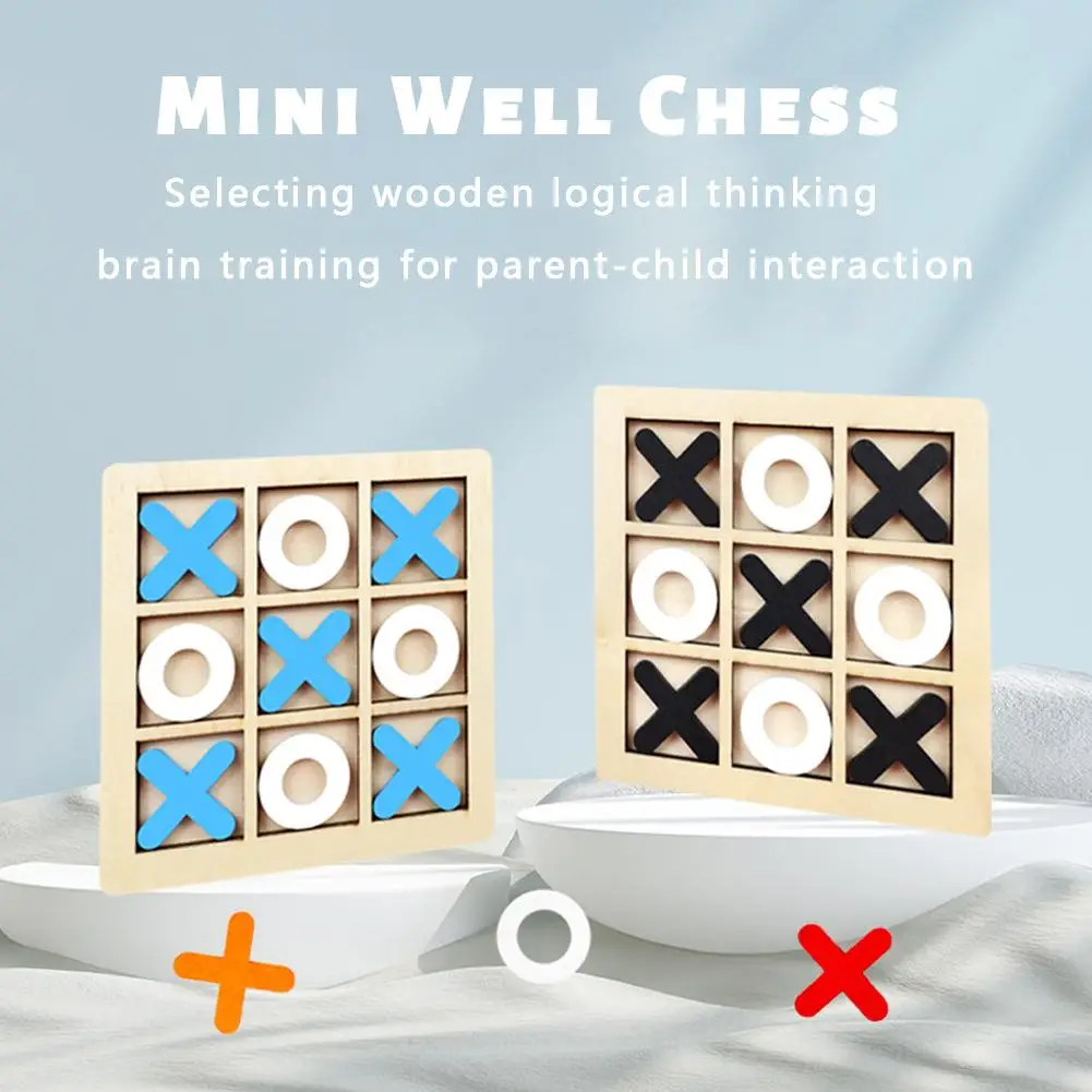 Juego de madera XO Tic Tac Toe, Mini tablero de ajedrez, rompecabezas de interacción, juego Montessori, entrenamiento, aprendizaje cerebral, juguete educativo para edades tempranas