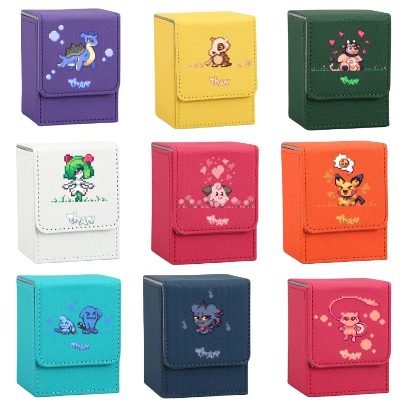 Pokemon Lapras Mew Togepi Kirlia Cubone Wobbuffet DIY Leather Card Storage Box Anime Classics Game Collection Cards Toy Gift