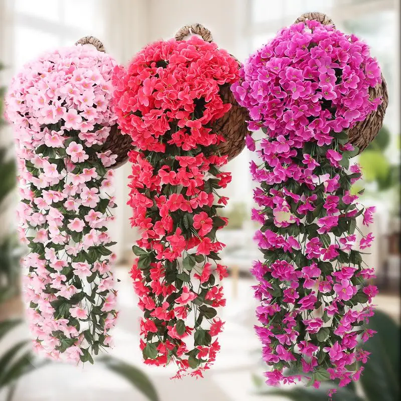 10-1Pack Artificial Violet Flower Vines Plastic Fake Flowers Wall Hanging Plants Wisteria Garland Wedding Home Garden Decoration