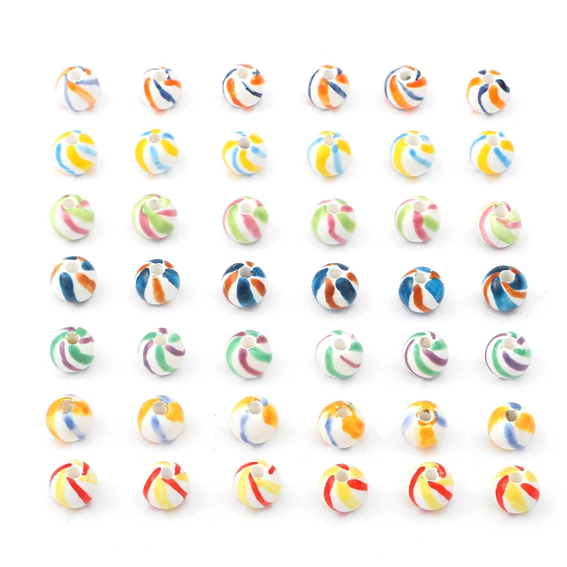 

2pc 10mm Round Hand Painted Stripes Ceramic Porcelain Beads for DIY Necklace Bracelet Jewelry Craft Making Accessories