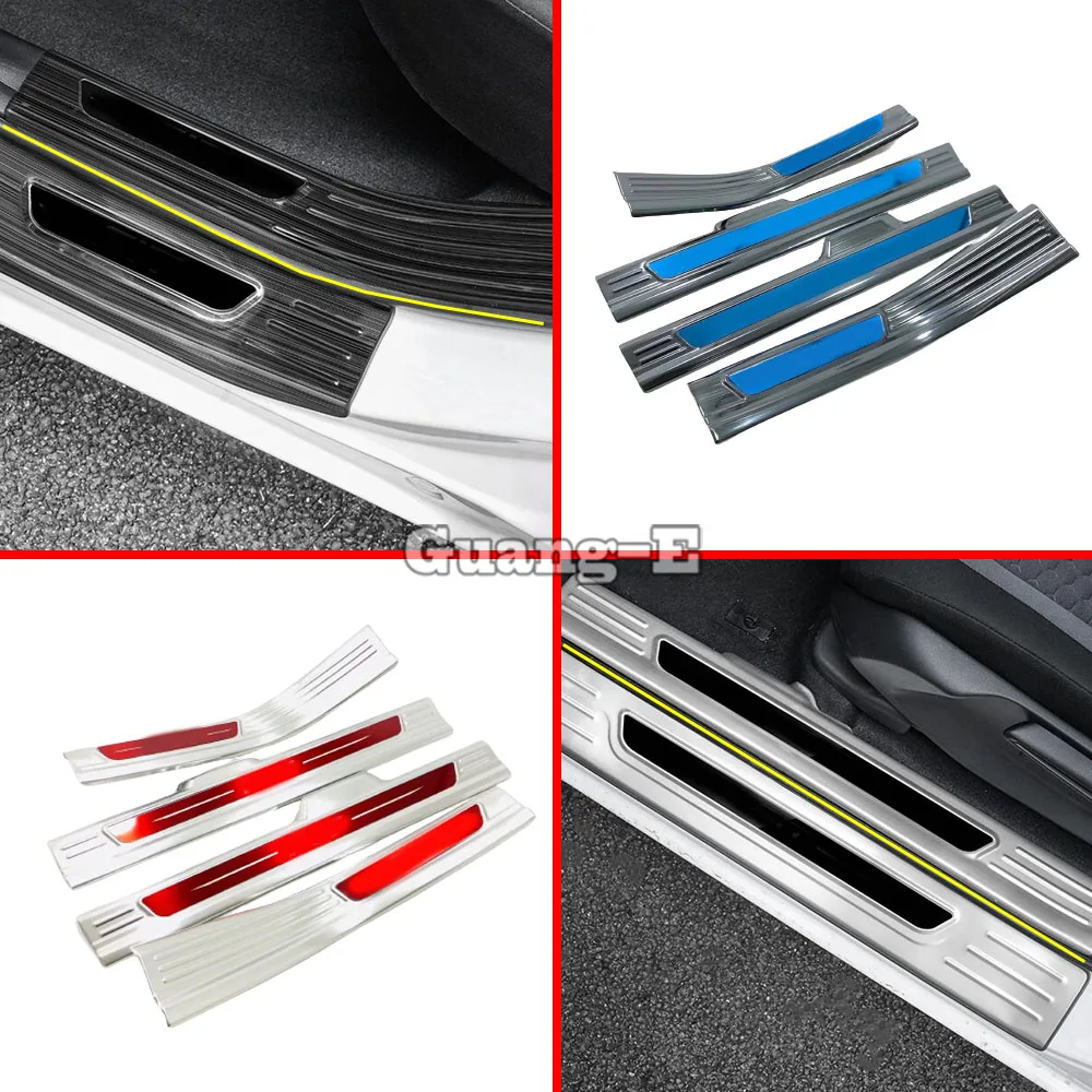 Car Styling Stainless Steel Pedal Door Sill Scuff Plate Cover Inner Threshold For Honda Fit Jazz 2020 2021 2022 2023 2024