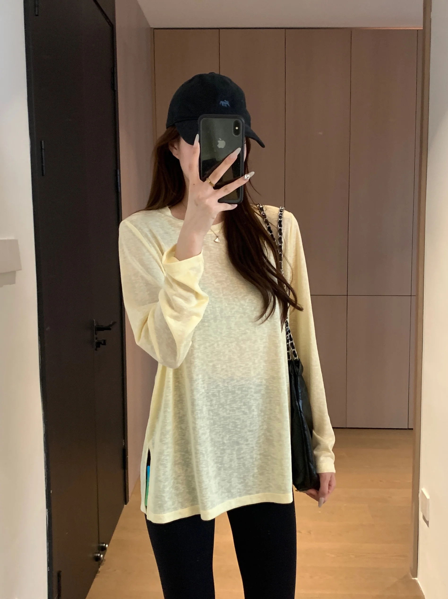 

Женская повседневная футболка из лиоцелла с охлаждающим эффектом, свободного кроя, с круглым вырезом, спущенным плечом, длинным рукавом, однотонная, летняя