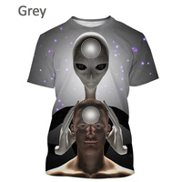 3D Printed Alien Funny T Shirt For Men Extraterrestrial Pattern Tees Casual Fashion Women Loose Round Neck Street Tops T-Shirts