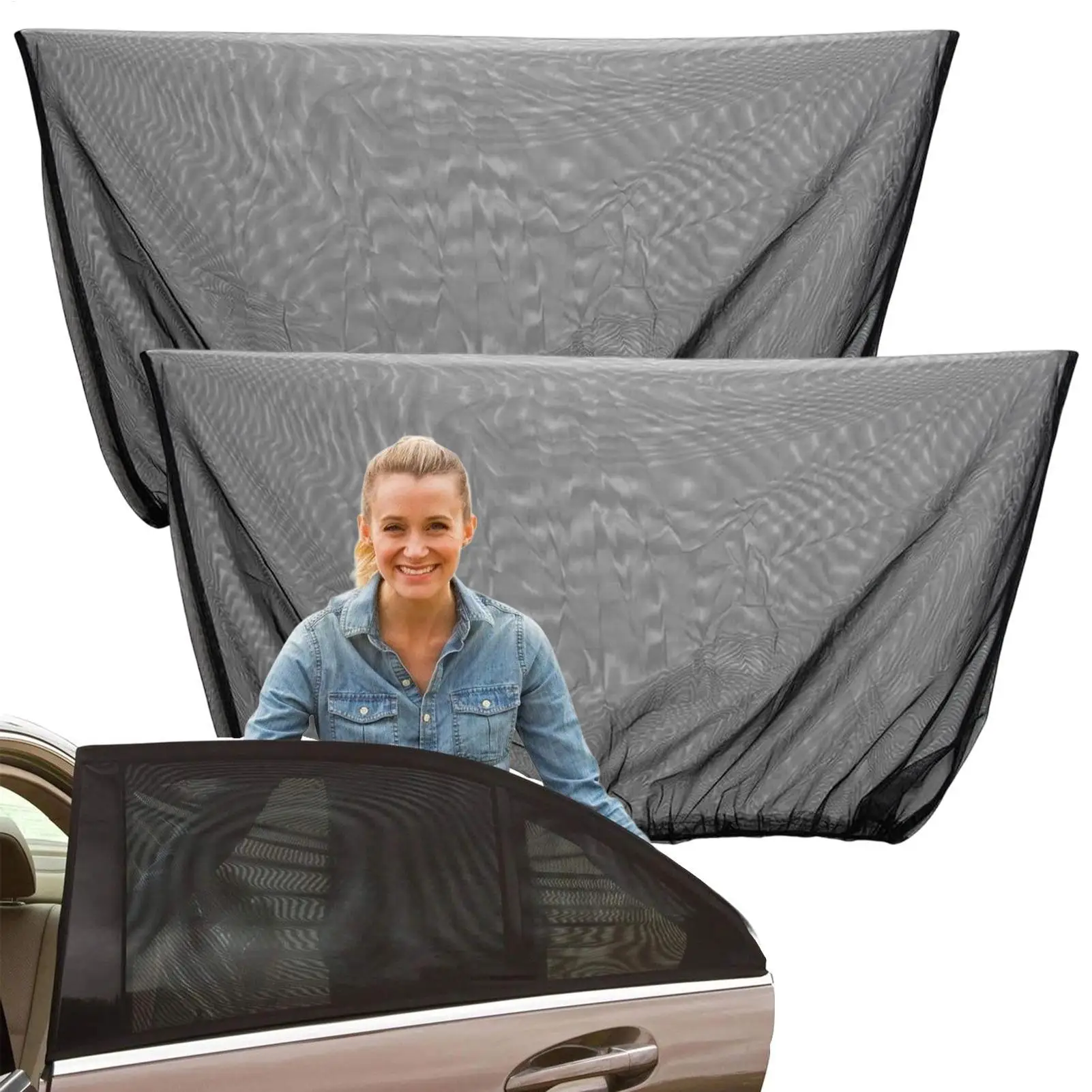 Car Sunshade Anti-mosquito Car Window Mesh Screen Window Sunscreen Privacy Car Sunshade Block Mesh Screen 2PCS