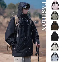 Hiking Jackets Men Waterproof Coats Male Windproof Windbreaker Outdoor Camping Fishing Loose Jacket Autumn Man Hooded Coat