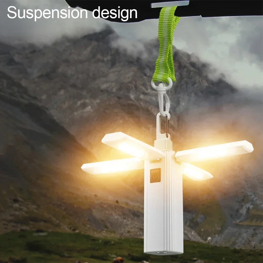 Portable USB Rechargeable Flashlight Folding Camping Lamp LED Camping Light Outdoor Multifunctional Tent Lamp