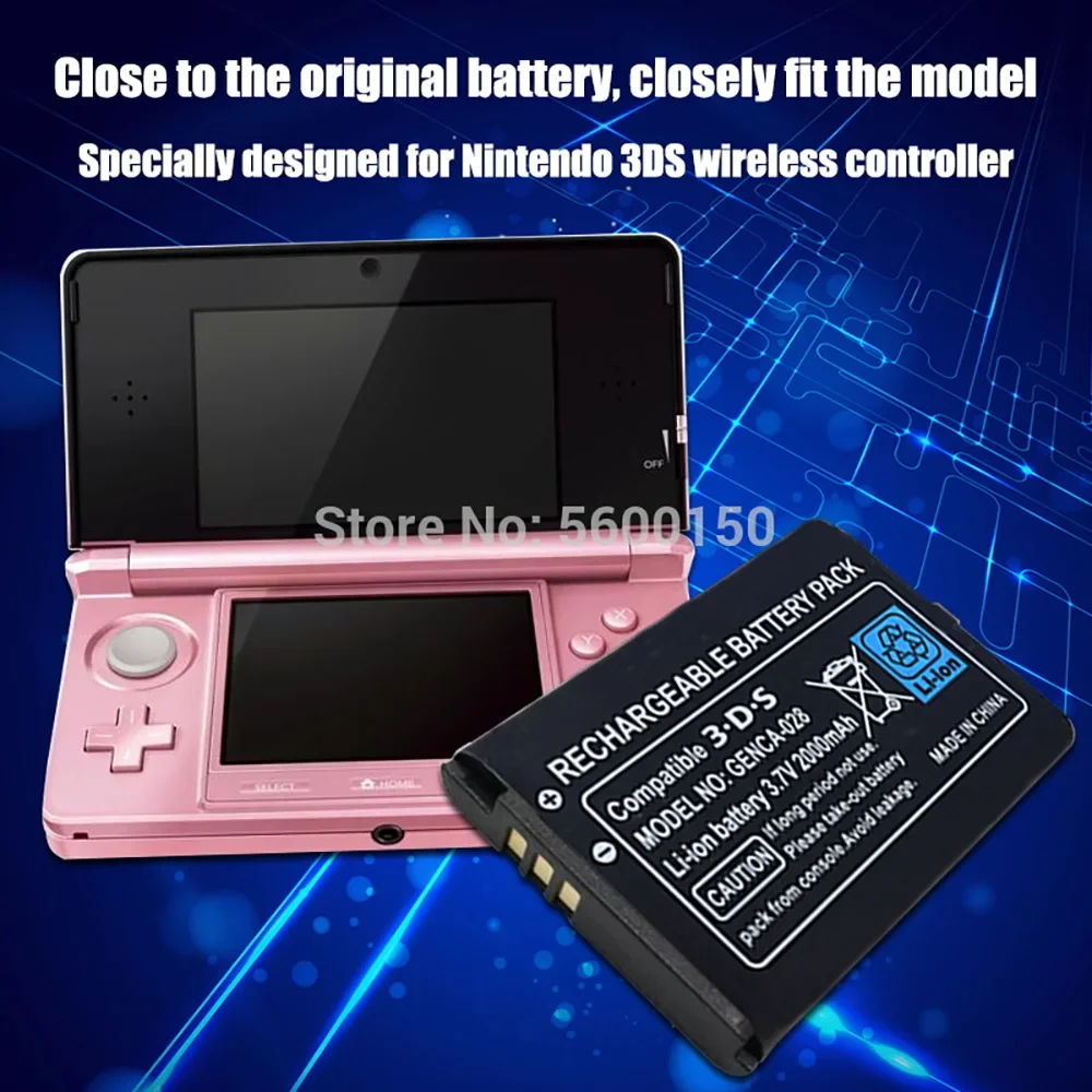 Nintendo 3ds用の充電式リチウムイオンバッテリーパック,ツール付きの交換用バッテリー,3ds,2000mah,3.7v