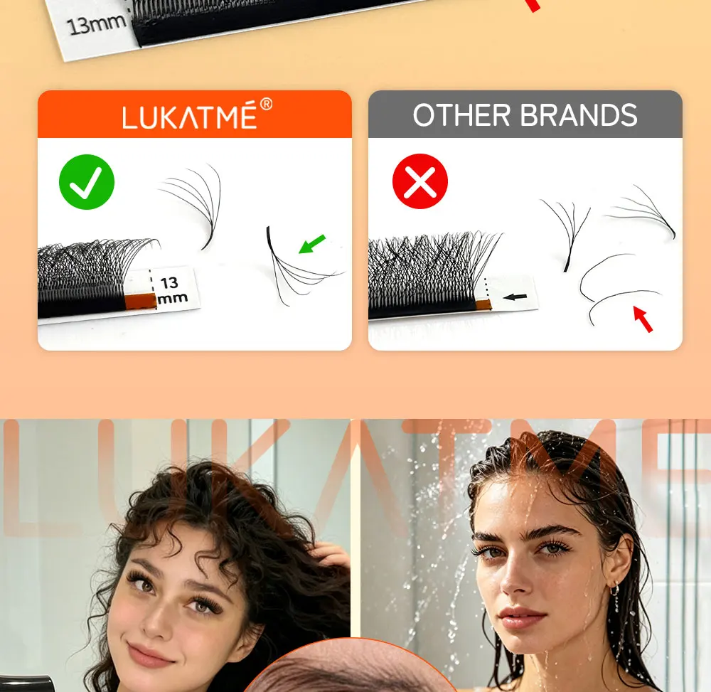 LUKATME YY 4D 5D 6D 7D Wimpernverlängerungen Automatische Krümmung C/D W-Form Blütenförmige Premium Faux Mink Wimpern Volumenfächer U-Wimpern – Detail 9
