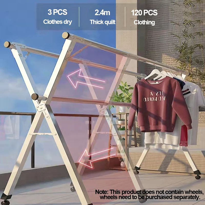 Metal Floor Hanger Drying Rack Floor Stand Clothes Storage Coat Rack Clothes Hanging Wardrobe Mobile Simple Furniture