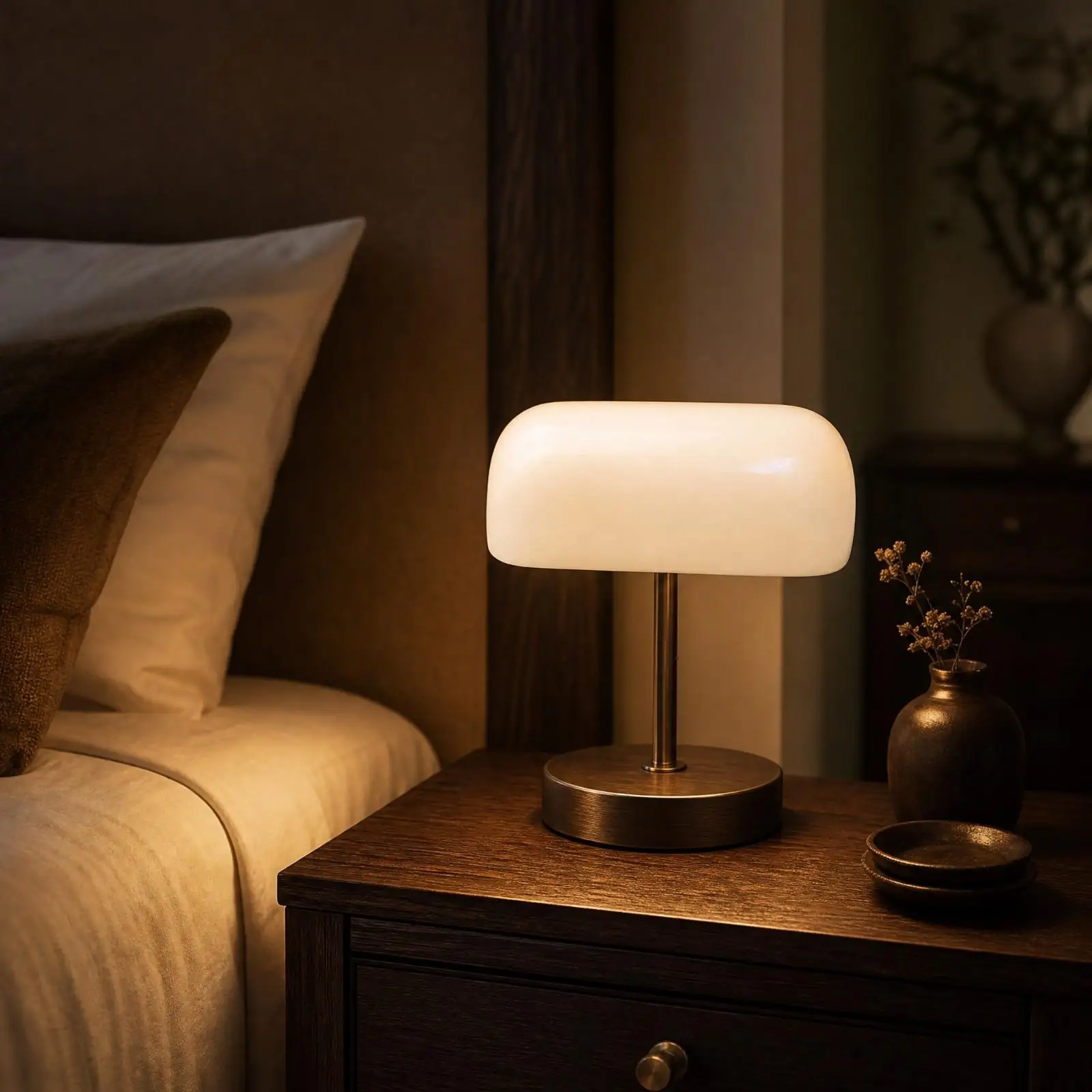 Glass Table Lampshade Green Rectangular Replacement Cover for Bedroom Reading Area Study Room Lighting Fixture Accessory