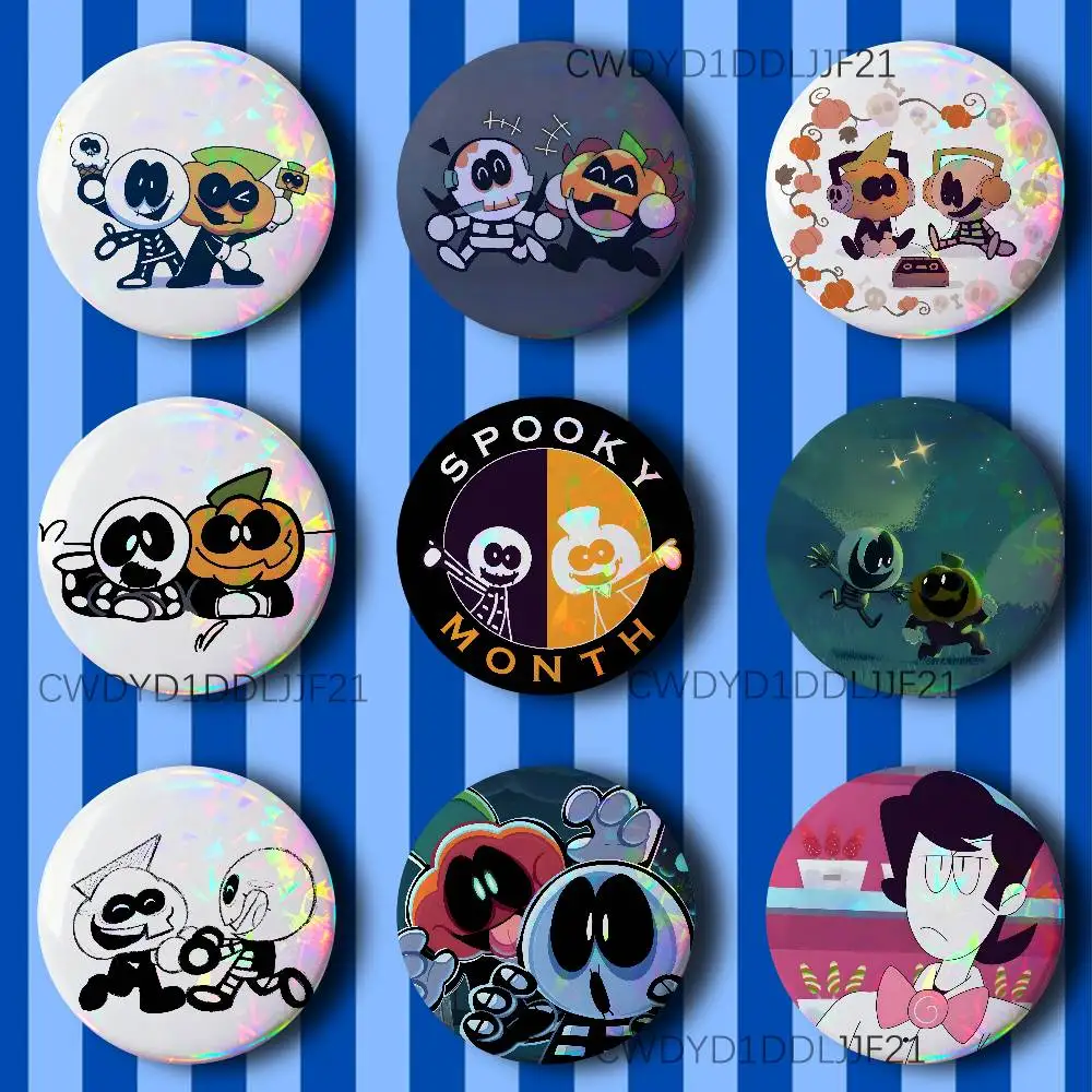 

S-Spooky Month Anime Button Pins Tinplate Brooches Cartoon Creative Badge for Backpack Clothes Decor
