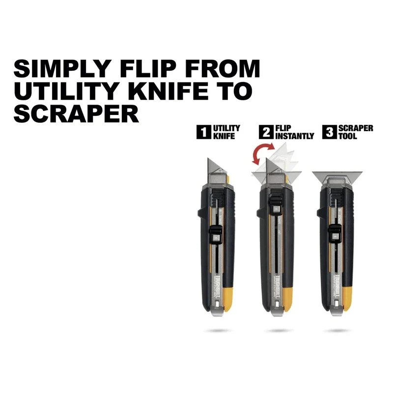 

TOUGHBUILT TB-H4S5-01 Scraper Utility Knife 3/4-in 5-Blade Retractable Utility Knife Eradicate Cutting Hand Tool