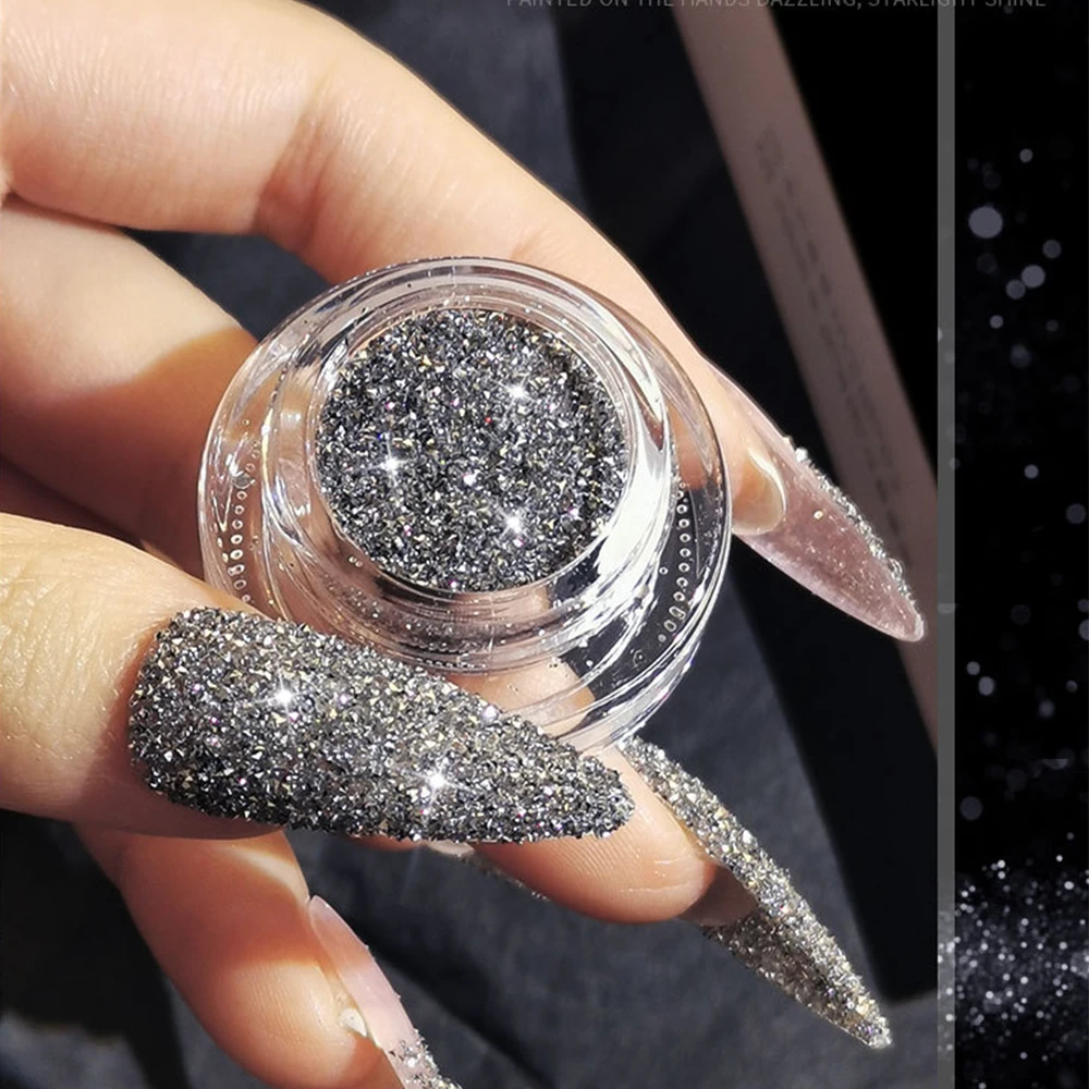 1 Jar Reflective Silver Diamond Powder Nail Glitter Holographic Micro Drill Dazzling Dust Chrome Pigment Manicure  Decoration