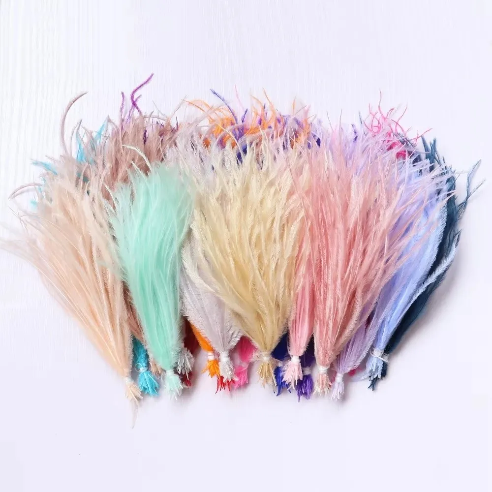 

100Pcs Ribbon Tassel Ostrich Feathers DIY 10-15cm Feathers Trim Multicolor Sewing Costuming Loose Plumas Decorativas