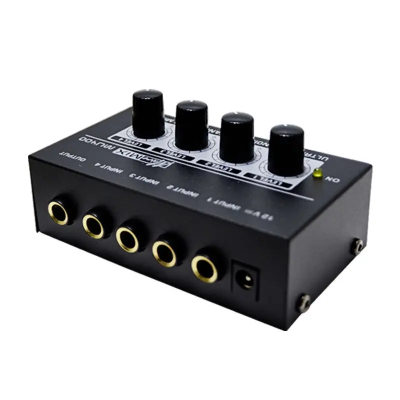 Mixer Microphone and Guitar Multi-Channel Mixer, Small Mixer, Microphone Amplifier, 4 Way, 6.5