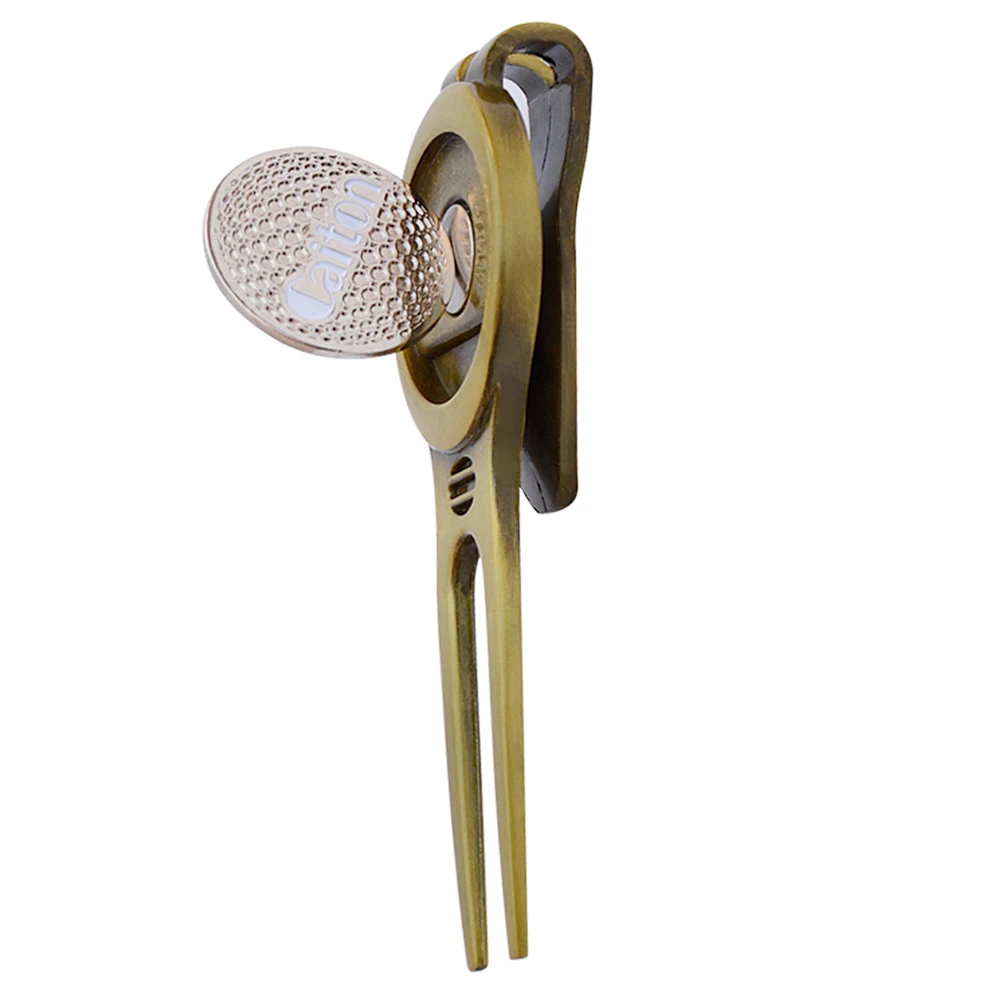 Golf Accessories Golf Tool Zinc alloy Putting Green Fork for Golfer Golf Marker Pitch Golf Divot Tool Ball Fork Golf Pitchfork