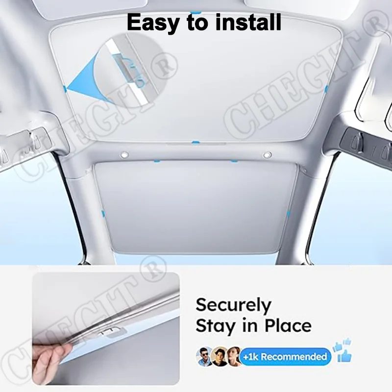 Skylight Sun Shades for Tesla Model S 2016-2025 Roof Sunshade UV Ray Protection Foldable Sunroof Window Ice Crystal Cloth Mesh - Image 5