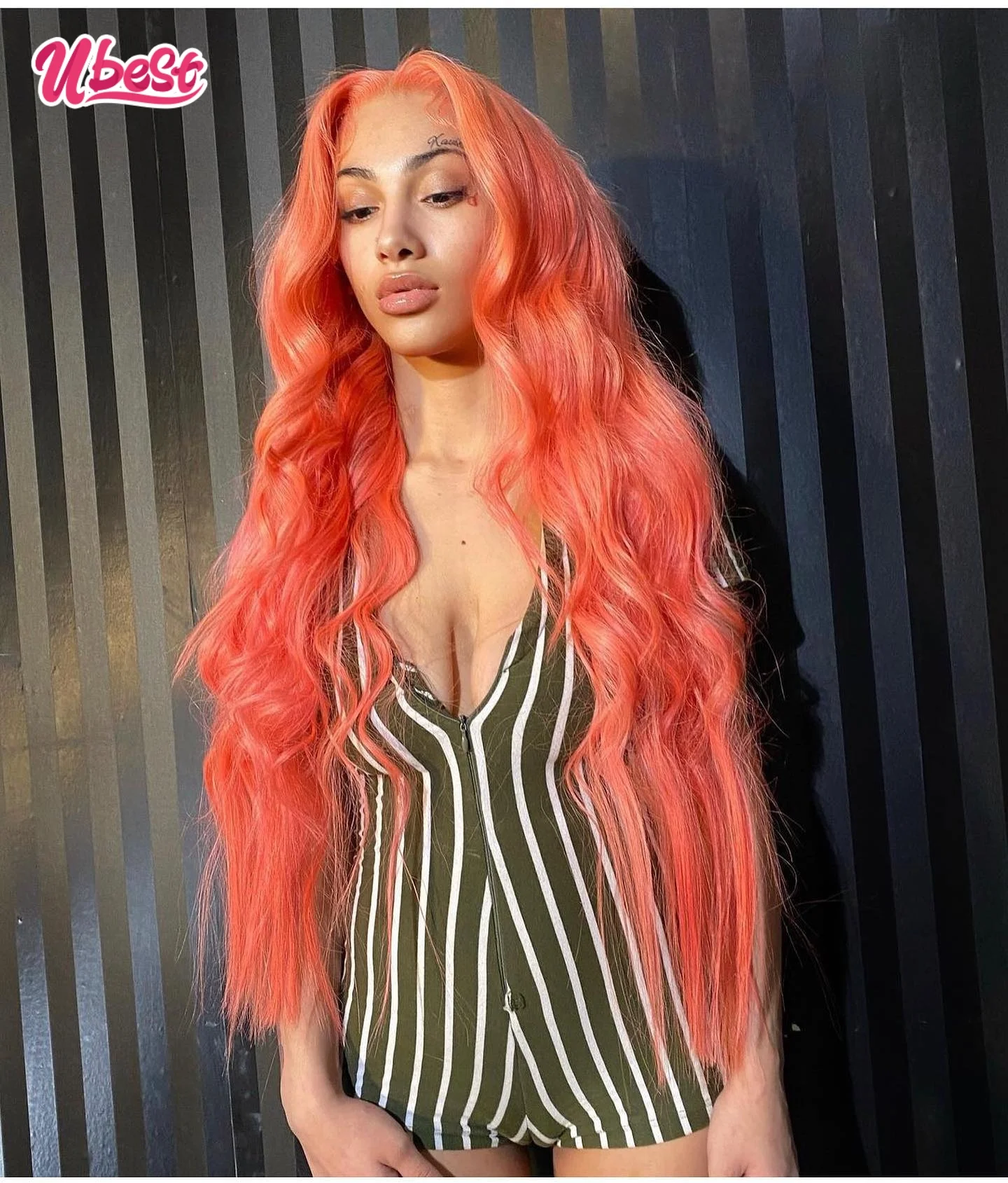 13x6 Body Wave Pink Color Peruvian Human Hair Side Part Lace Front Middle Part Wig Pre Plucked Wig For 613 Women hair180 Density