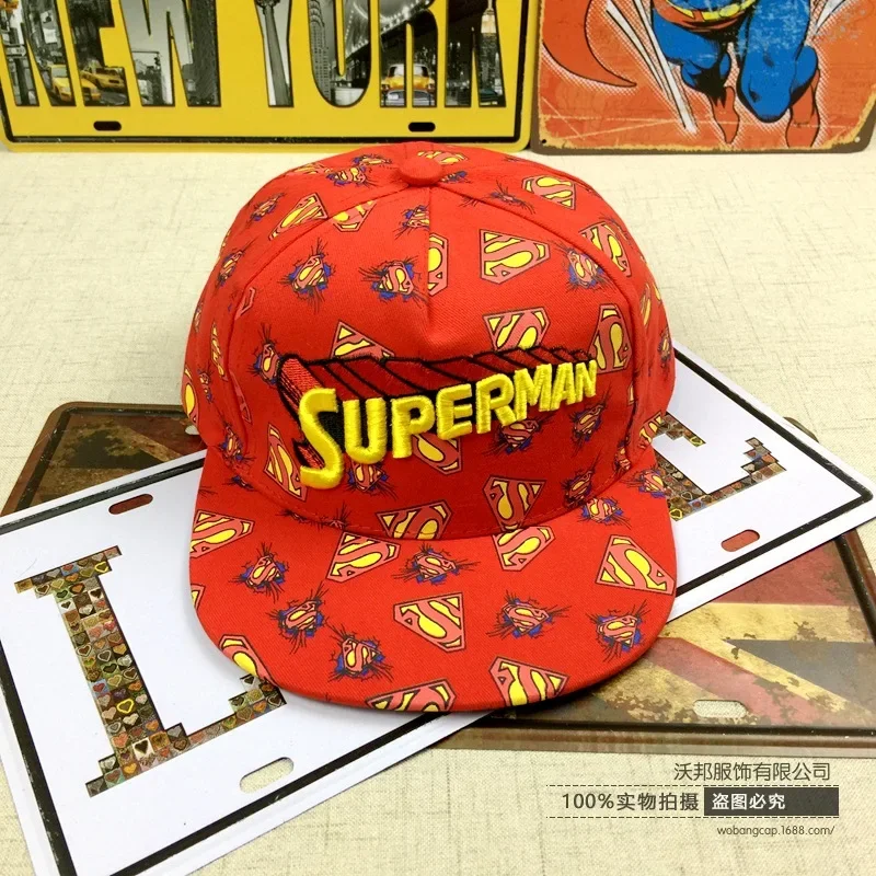 DC Anime Figure Superman Flat Brim Cotton Printed Baseball Cap Peaked Cap Adjustable Clothing Accessories Birthday Gifts