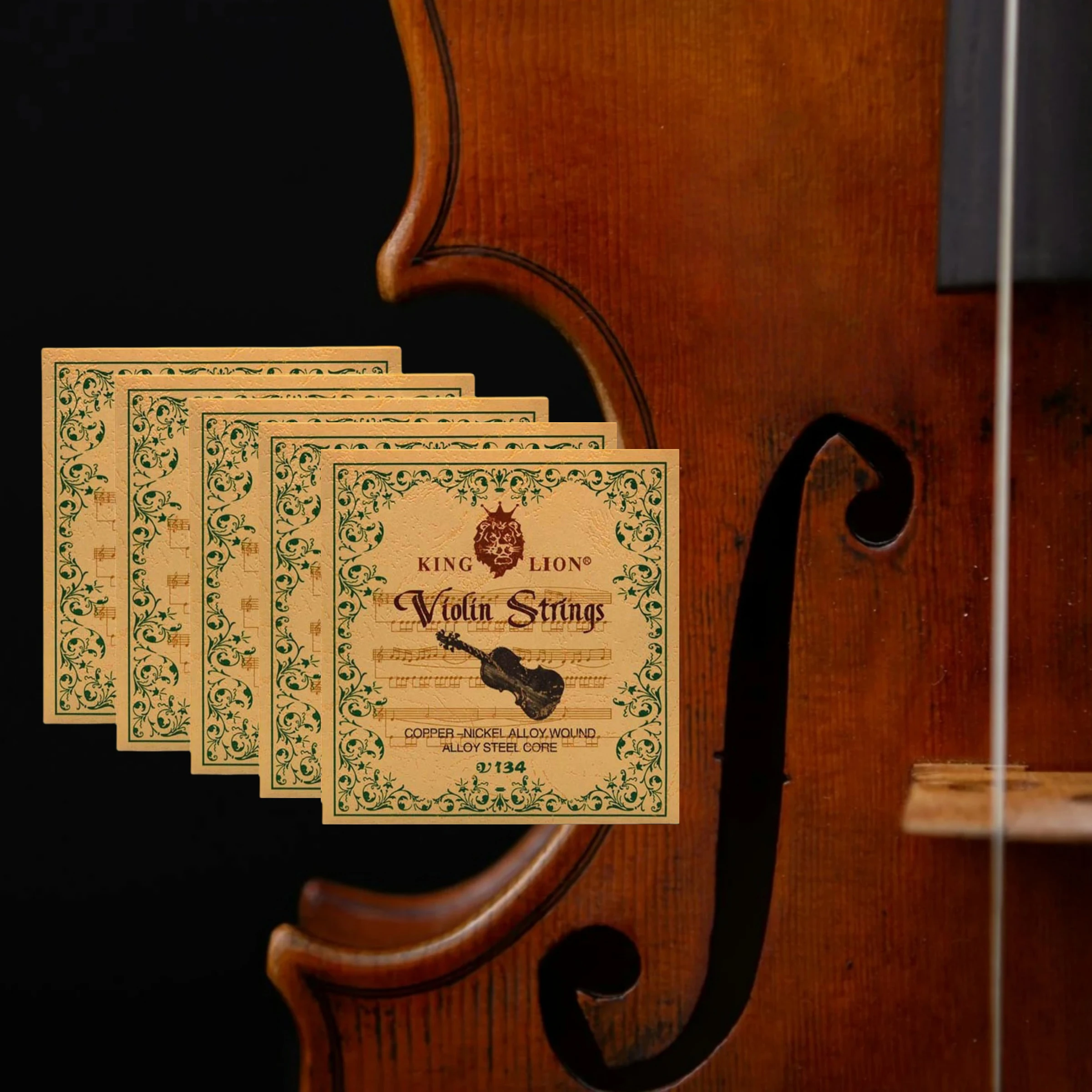 

5/10 Set Violin Strings,G-D-A-E Medium Tension Responsive,Universal Nickel-plated Steel Strings,Improve Tone & Playability