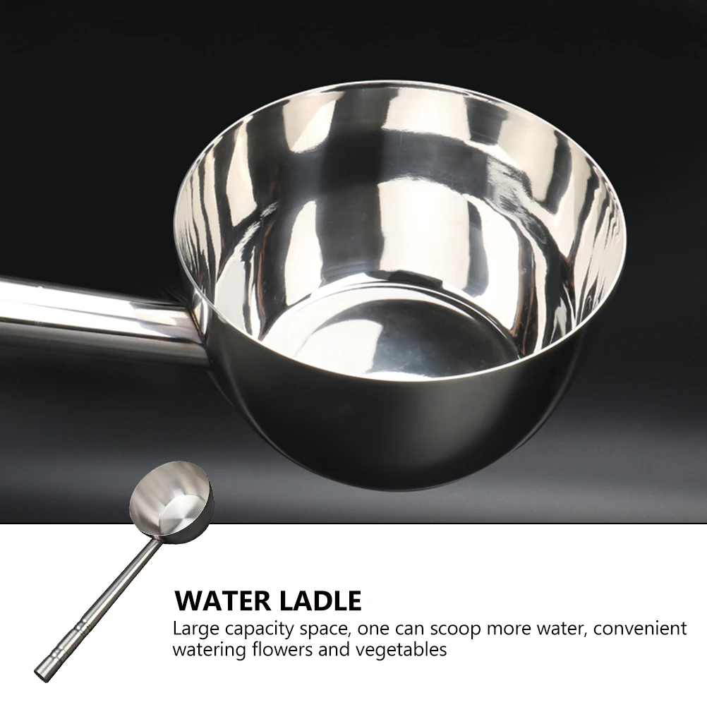 

Flat Bottom Water Ladle 42cm Long 14cm Wide Stainless Steel Soup Spoon Kitchen Gadgets Metal Spoon for Home Hotel Restaurant
