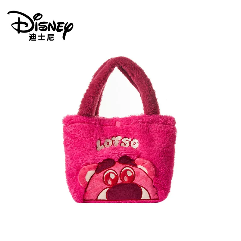 New Disney Cartoon Stitch Strawberry Bear Plush Bag Cute Cartoon Girl Plush Handbag Back To School Anime School Bag