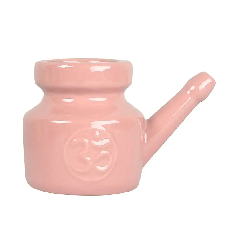【STOCK】350Ml Ceramic Neti Pot Nose Cleaning Pot Leakproof Spout Pot for Nasal Rinsing Nose Washing Men Women,Pink