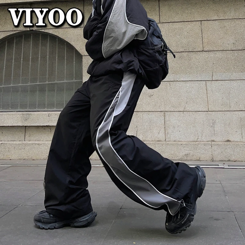 Imagem -02 - Calças Largas Largas Largas para Homens e Mulheres Moletom para Casal Jogging e Techwear Roupas da Moda Coreana Y2k