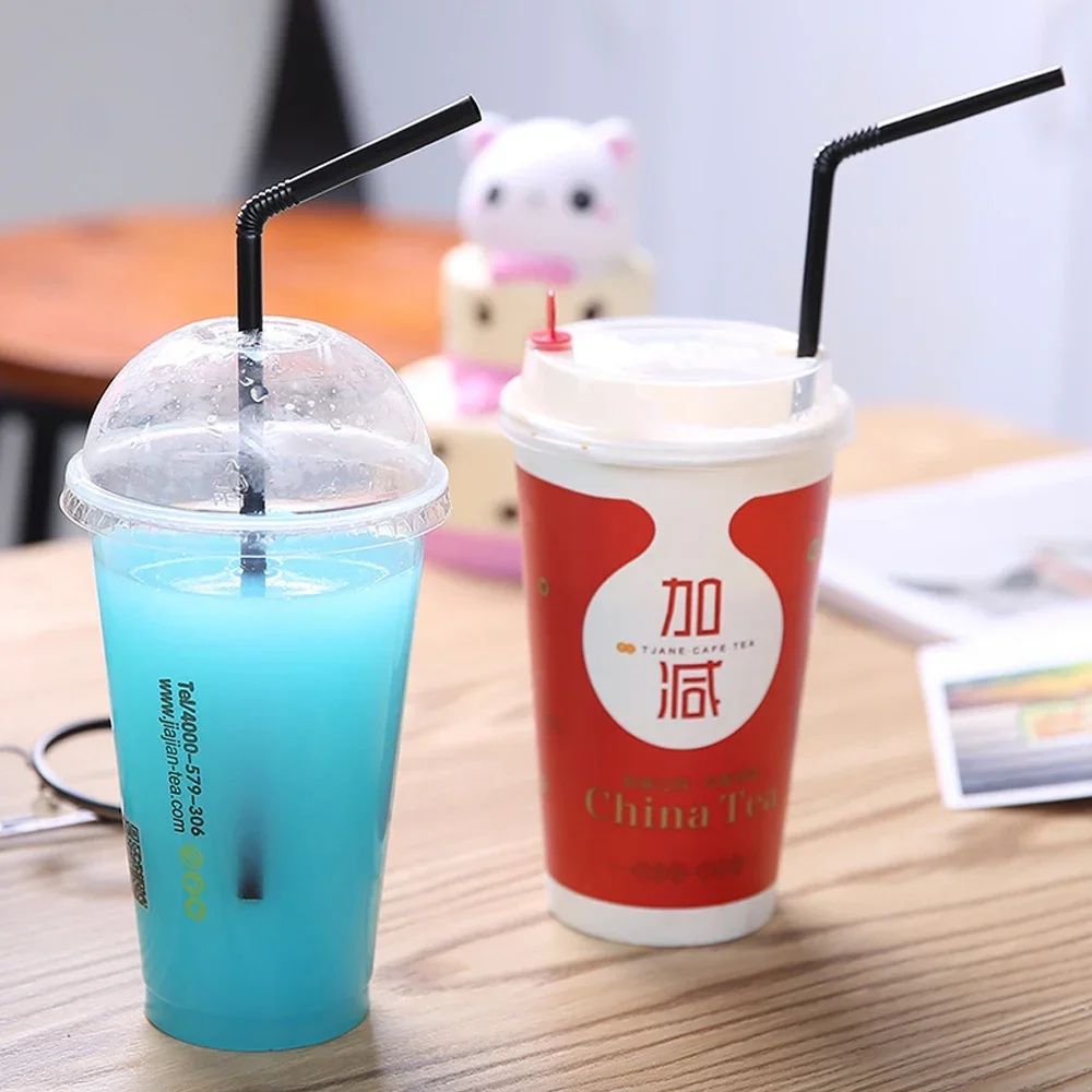 50-1500Pcs Drinking Straws Black Plastique Straws Individually Wrapped rietjes Flexible Bar Party Kitchen Accessories wholesale