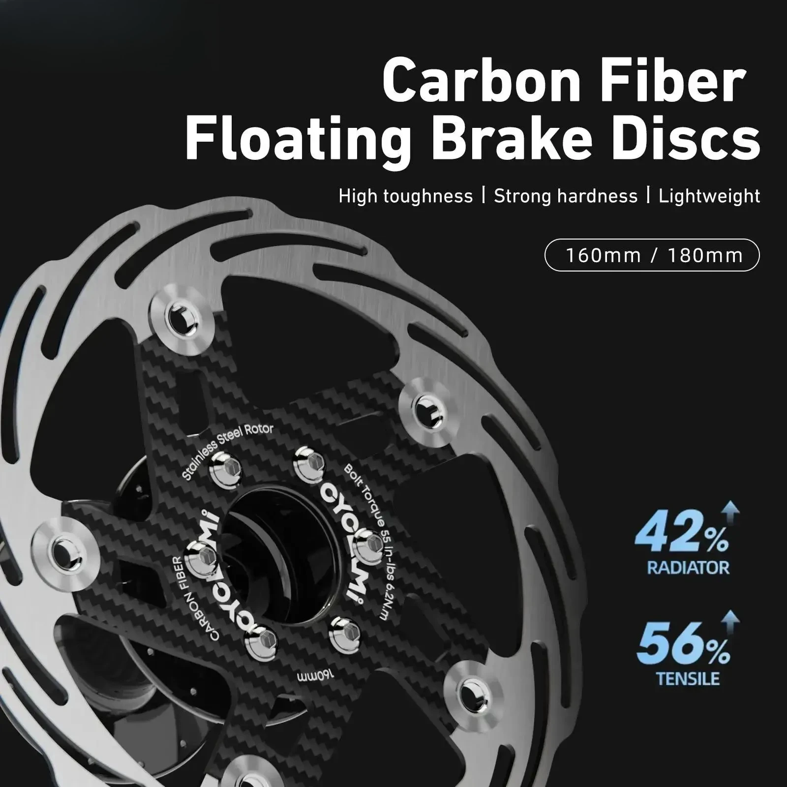 

CYCLAMI Bicycle Disc Brake 160/180mm Bicycle Floating Rotor Carbon Fiber 6-Hole Ultra-Light Road Mountain Bike Brake Disc Brake.