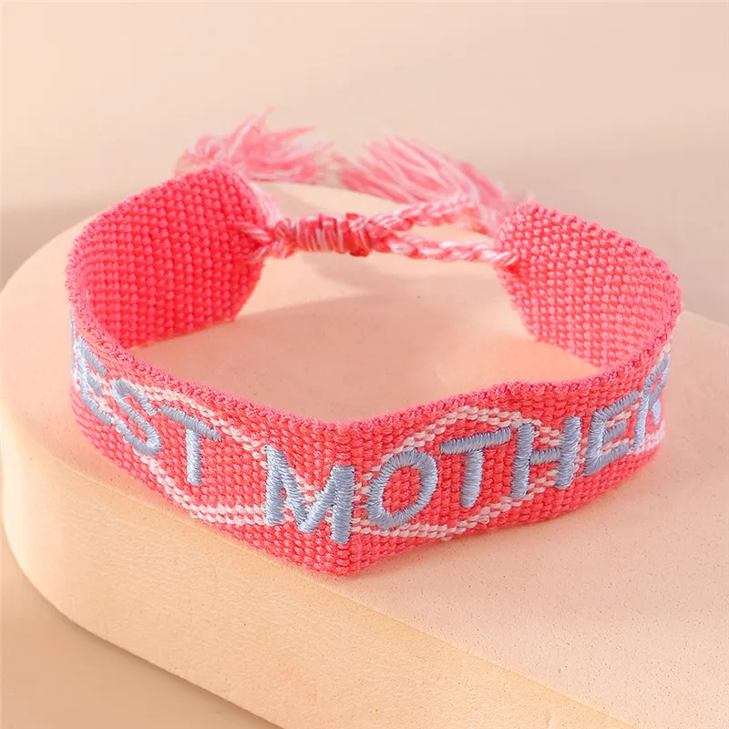 Neue Boho verstellbare gewebte Seil Armbänder Armreif Stickerei geflochtene Quaste beste Mutter Mama Armbänder für Muttertag Schmuck Geschenke – Detail 12
