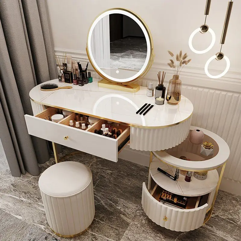 Nordic Dressers Bedroom Furniture Light Luxury Dressing Table Modern Minimalist Retractable Creative Storage Cabinet Vanity ins