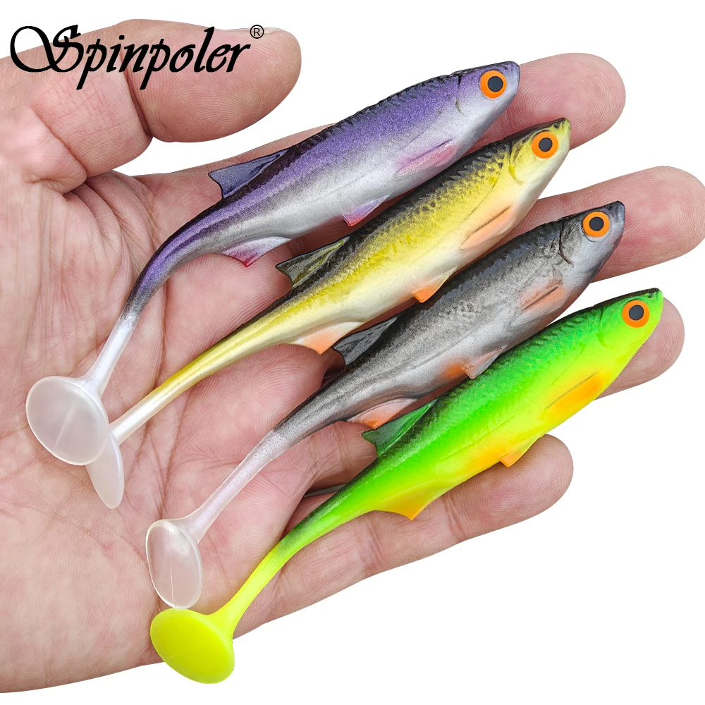 Isca Artificial Spinpoler Natural Bio Shad 11cm, Isca Realista com Olhos 3D, Isca Biónica Artificial para Pesca de Bass e Trout, 4 peças