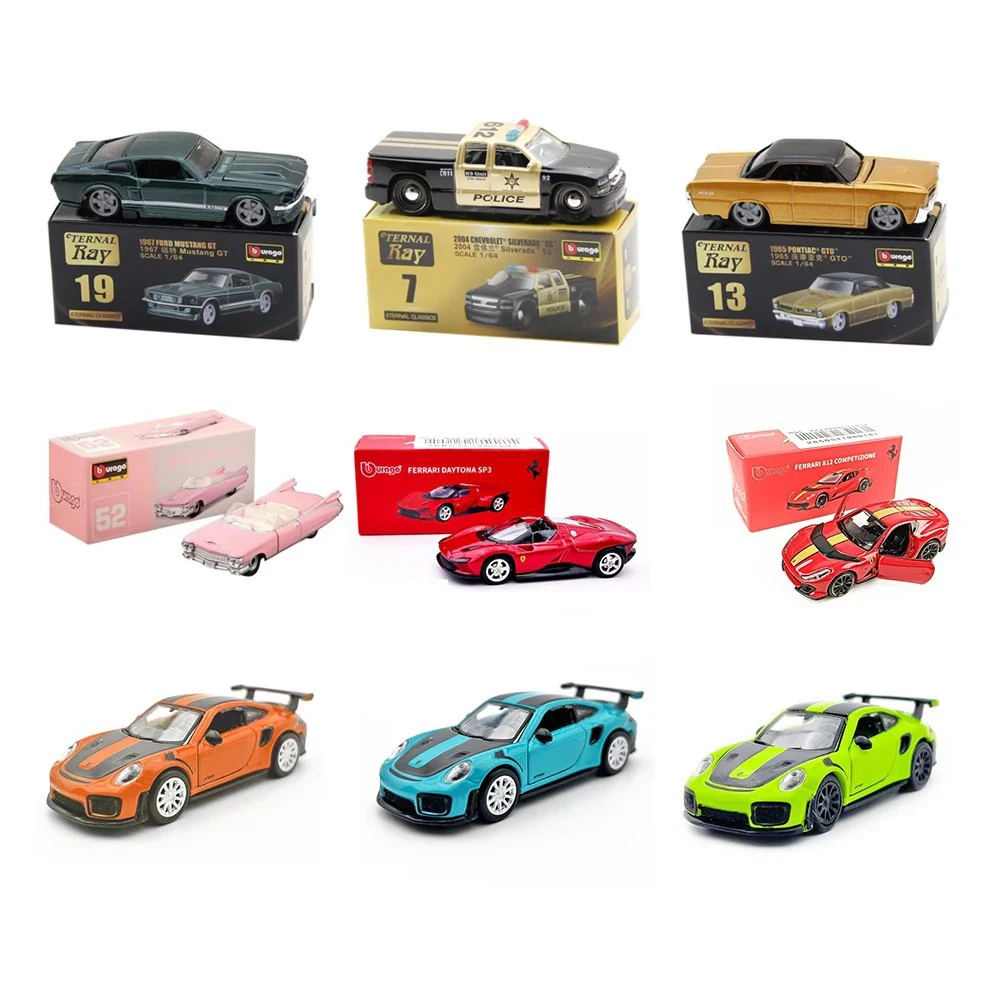 Bburago 1:64  Ferrari SP3 812 Porsche 911 Gt2 Miniature Alloy Diecast Car Model Collection Toy Gifts