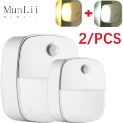 2Pcs AAA Battery Powered Motion Sensor Light Wireless LED Night Lights Bedroom Wall Staircase Closet Aisle Body Induction lights