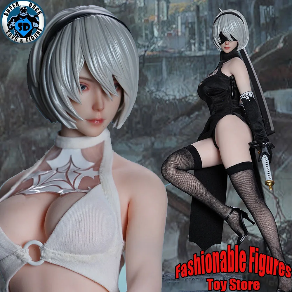 

SUPER DUCK SET084 1/6 Female Soldier Nier 2B Sister Head Sculpt Adventure Games Dolls Clothes Accessory Fit 12'' Action Figure B