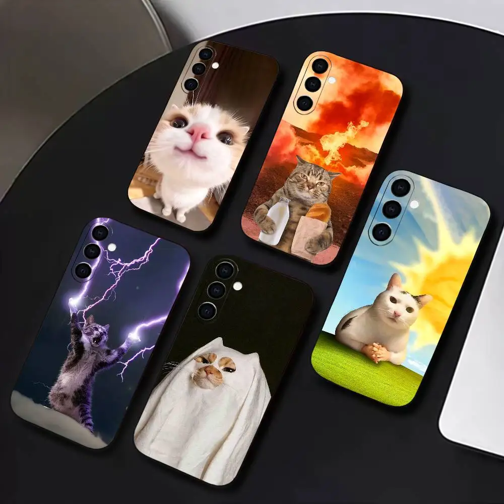 

Funny Meme Cat Phone Case Silicone Soft For Samsung Galaxy A73,A72,A71,A70,A53,A52,A51
