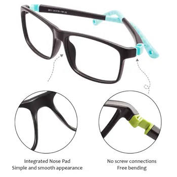 Färgglada TR90 rektangulära helbågar, flexibla och bekväma glasögonbågar för pojkar och flickor, för optiska styrkor 10 best sales Kids glasses frame - №8