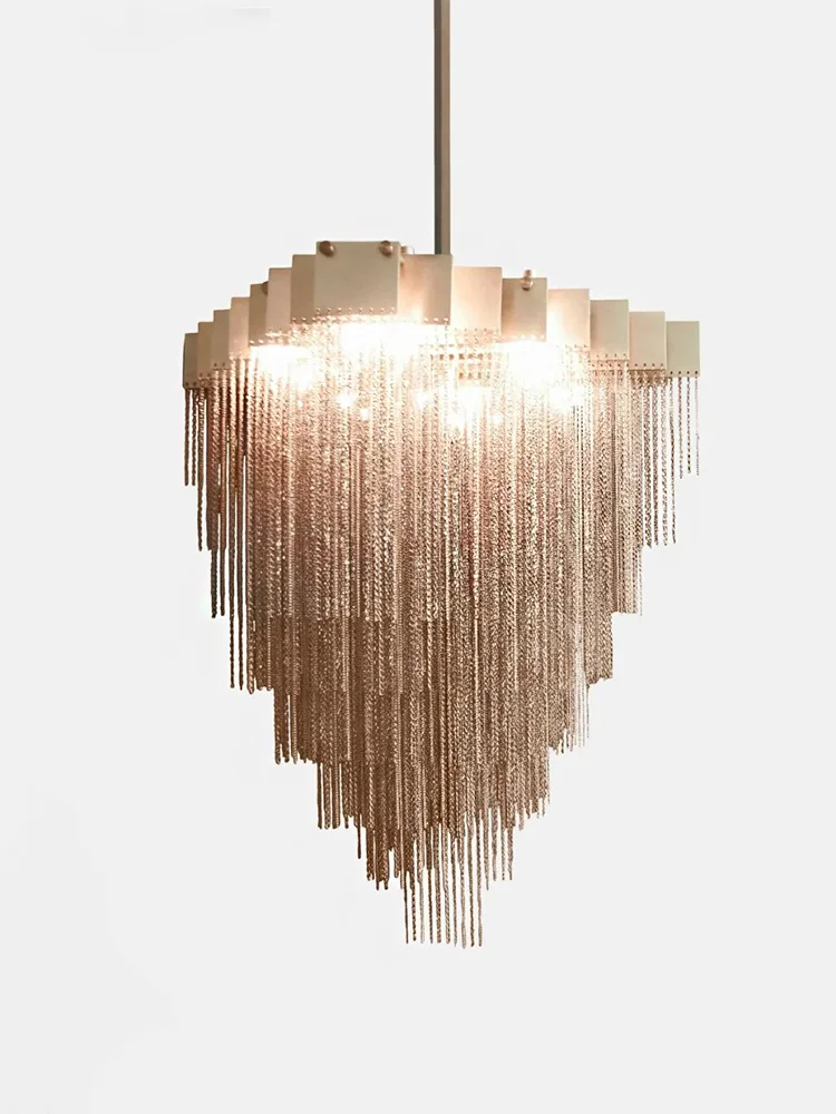 French Modern Gold Chain OZ1212 Pendant Lights Classical Textured Home-applicants Elegant Led Suspension For Living Room