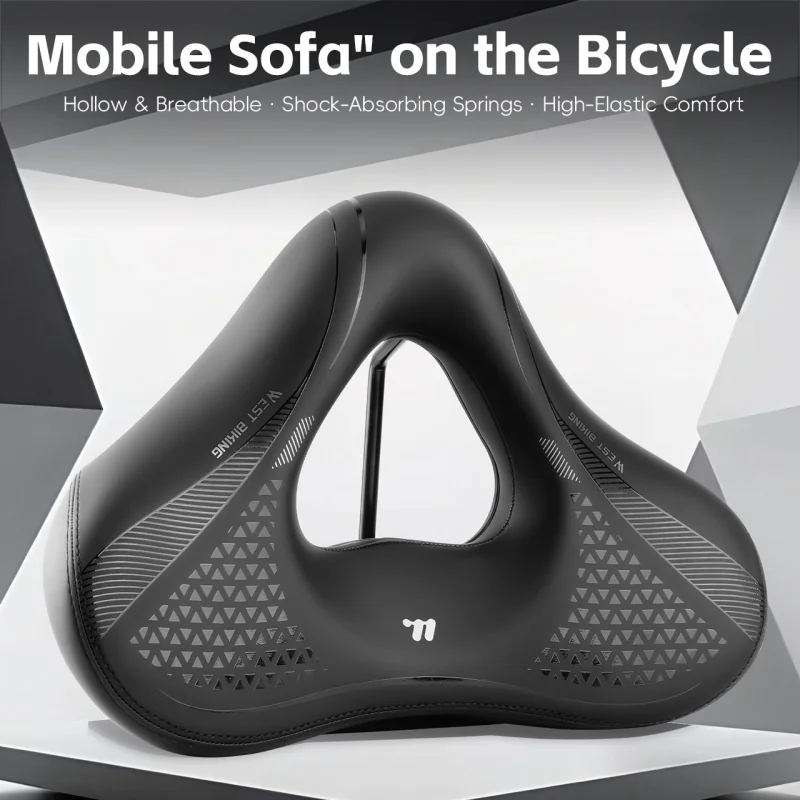 

WEST BIKING Bicycle Saddle Shock Absorption Cycling Bike Widen Thicken Cushion MTB Touring Bike Saddle Comfortable E-Bike Seat