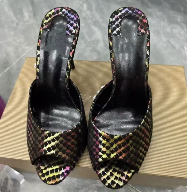 Cool slippers 12CM fish mouth slim heel summer versatile fashion, wearing high heels, straight sandals, plus size slippers