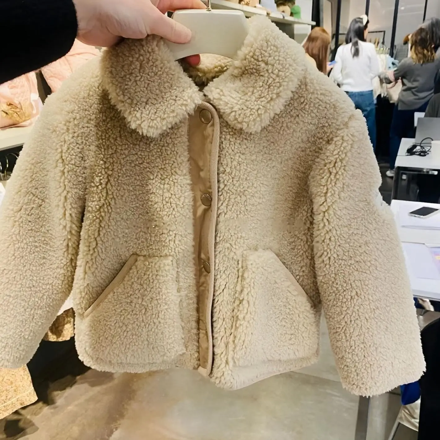 Children's Coat 2025 Winter New Arrival Solid Color Fashionable Shearling Girls' Jacket Quilted Cotton-Lined Warm Collar Coat