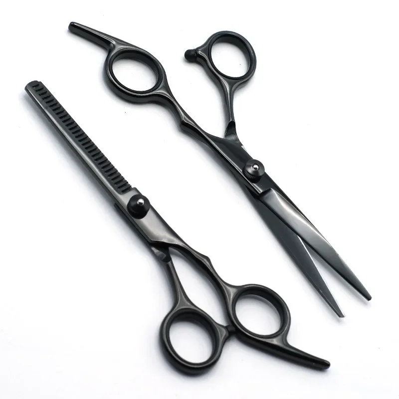 2 قطعة مخزن الحلاقة مقص قص الشعر المهنية تصفيف الشعر ترقق مقص الفولاذ المقاوم للصدأ مقص مقص الأسنان