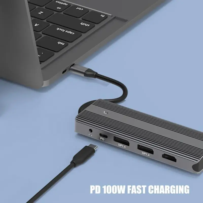 محطات إرساء Y1UB 11 في 1 USB C مع HDTV 4K @ 60 هرتز DisplayPort جيجابت إيثرنت USB3.0 قارئ بطاقات PD شحن 100 وات