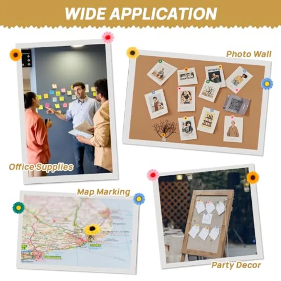 دبابيس ضغط للوحة الإعلانات 20 قطعة مسامير الإبهام اللطيفة زهرة مسامير الإبهام 5 ألوان دبابيس ضغط الزخرفية لجدار صور لوحة الفلين Ma #5