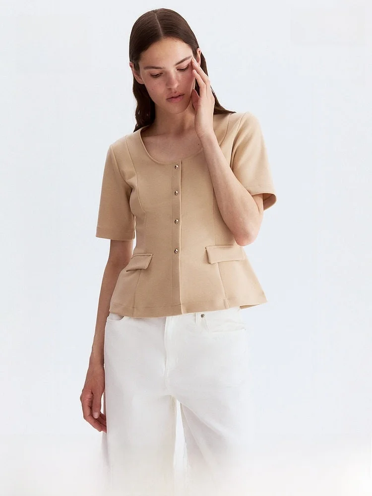 

Женский мягкий повседневный кардиган H&M с коротким рукавом, весенний, модный, простой, из полиэстеровой смеси, летняя новинка