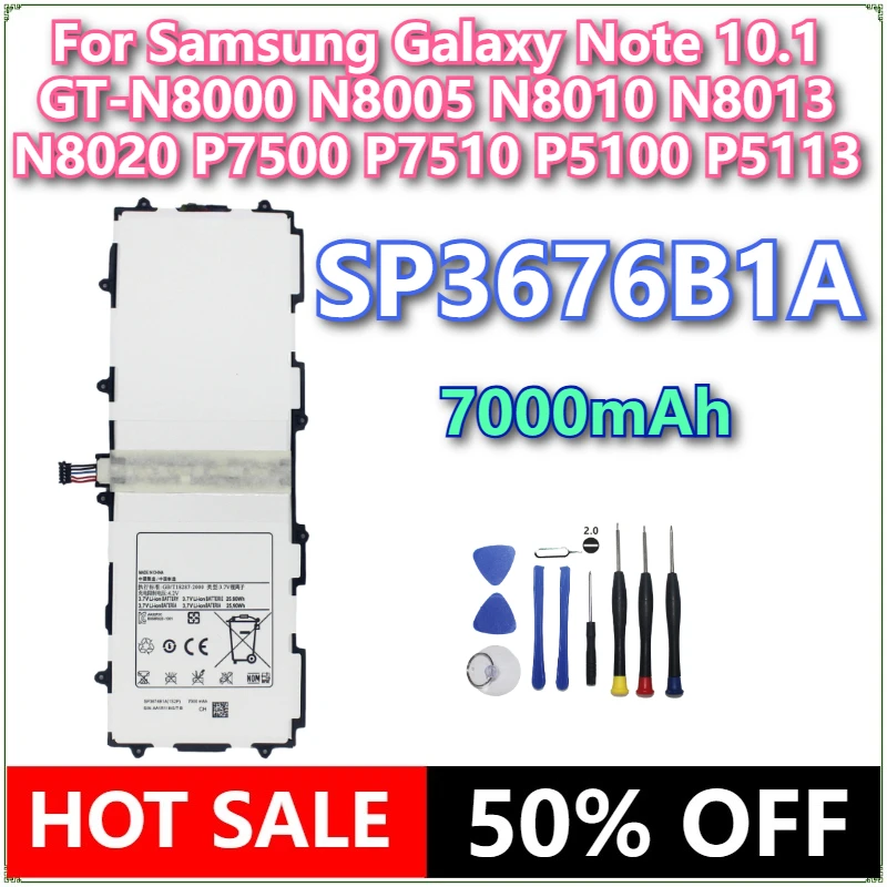 

Совершенно новый аккумулятор SP3676B1A 7000 мАч для Samsung Galaxy Note 10,1 GT-N8000 N8005 N8010 N8013 N8020 P7500 P7510 P5100 P5113 + инструменты