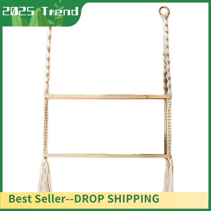 

AA14 New Wooden Wall Shelf Decoration Wall Mounted Shelves For Bedroom Plant Flower Wood Swing Hanging Rope Home Decoration
