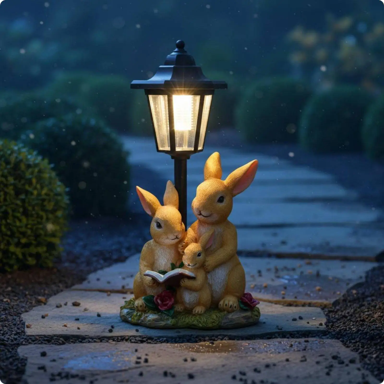 Solar Rabbit Statue Decorative Rabbit Solar Light Gift Idea for Yard, Patio