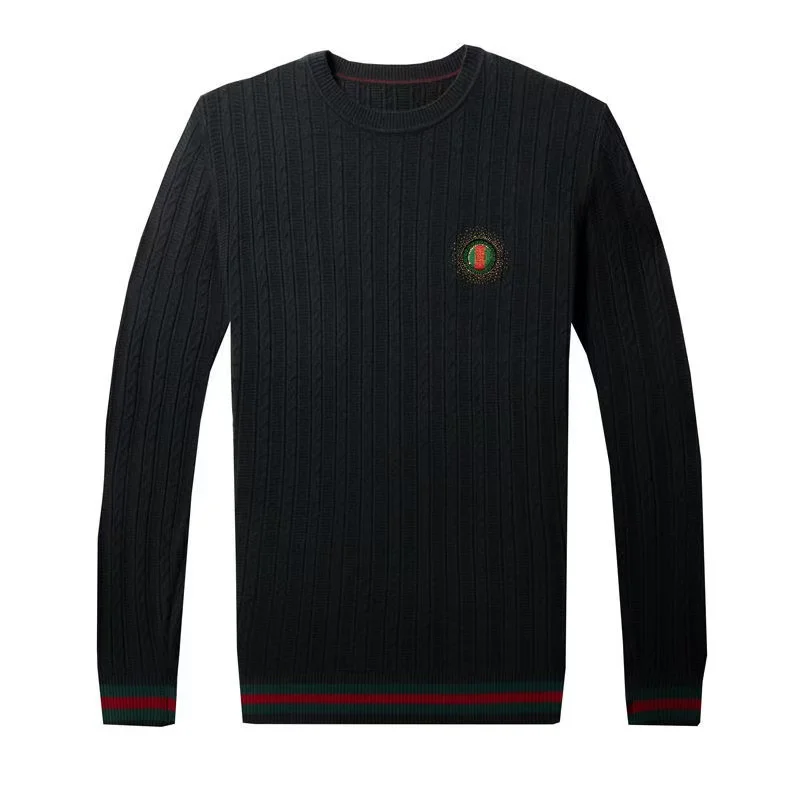 High-End Classic Jacquard Men's Sweater Knitwear 2024 Autumn Winter Round Neck Luxury Pullovers Warm Knit Men Clothing